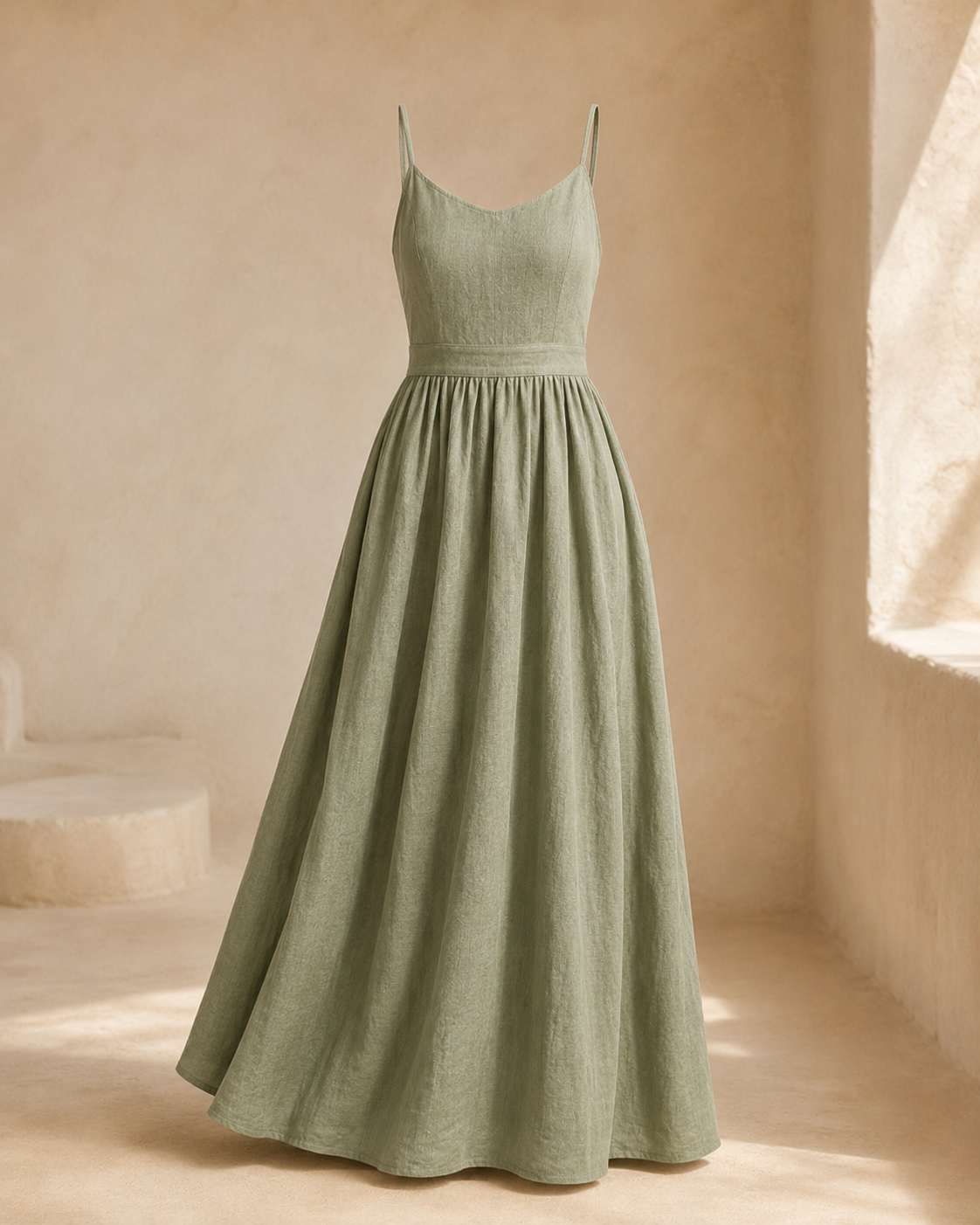 Formentera, vestido de mujer en verde oliva