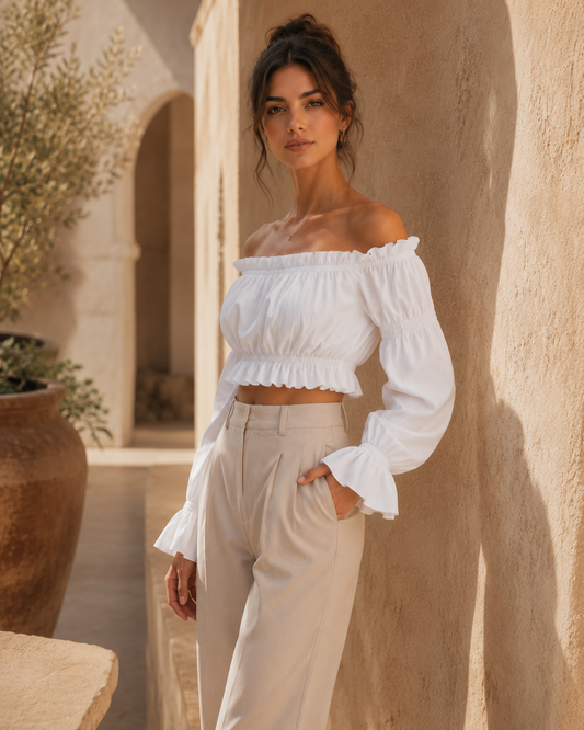 Blusa de mujer Maëlys en blanco roto