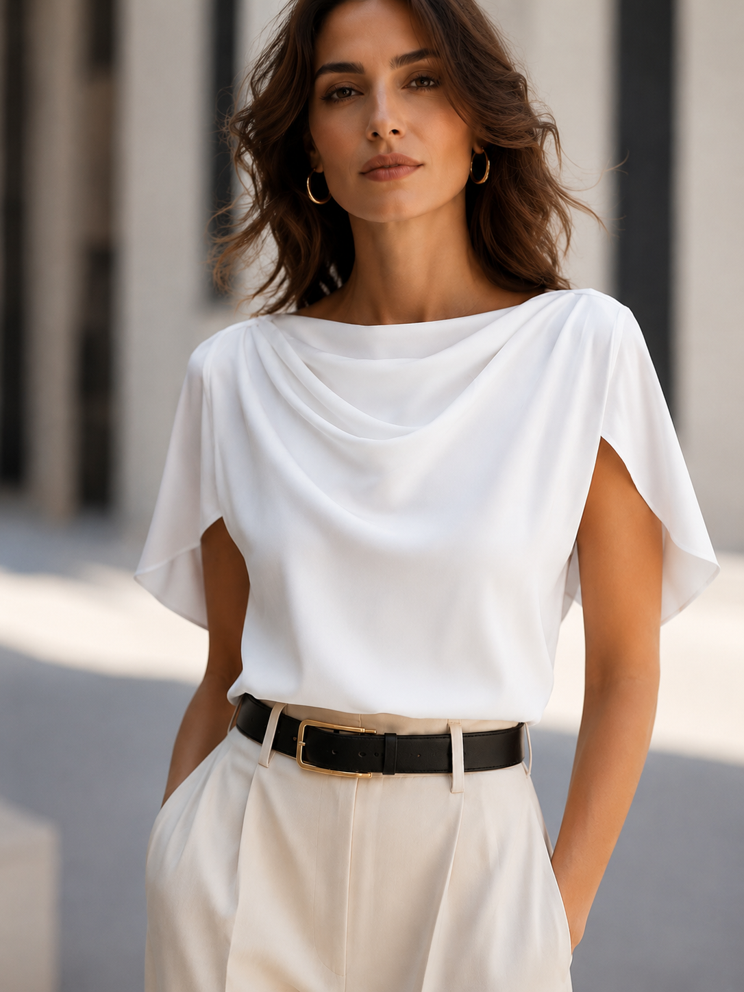 Blusa Amélie en blanco roto para mujer | Lara Virel