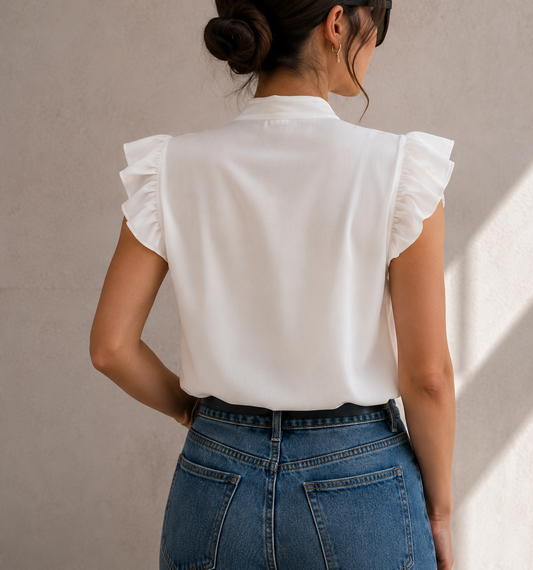 Blusa de mujer Camille en blanco roto
